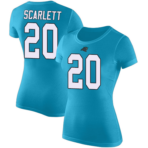 Carolina Panthers Blue Women Jordan Scarlett Rush Pride Name and Number NFL Football #20 T Shirt